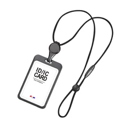 【在庫処分】【JEN SHOP】IDカードホルダー リール付き 長さ調整可 社員証ケース リール付き 縦型 カードホルダー 縦 両面2枚収納 IDカードケース 両面用 メンズ レディース id カードホルダー 縦型 横型が選べる (ブラック 縦)