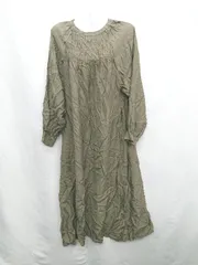 ◇ ◎ un dix cors アンディコール 薄手 綺麗め シンプル フレア 長袖 ロング丈 ワンピース サイズF カーキ レディース E  【1407020002134】