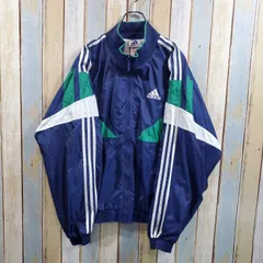 6-95☆アディダス☆ナイロンジャケット☆ワンポイント刺繍ロゴ☆Lサイズ相当