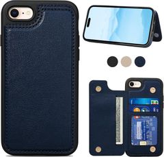 T02】iPhone7/8 SE2/SE3対応背面手帳型レザーケース(ブルー) - メルカリ