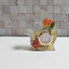 薔薇ねこさんの置時計(グリーン透明)