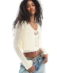 【送料無料】 コットンオン レディース カーディガン アウター Cotton On tie cardigan in lemon LEMON