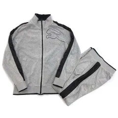 プーマ PUMA ベロア ジャージ 上下 セットアップ ジャケット パンツ グレー M 827159 827162