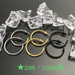 ⑤《P189／2㎜・25㎜》フープピアス♡ステンレス