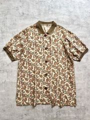 70's vintage paisley×rib collar shirt