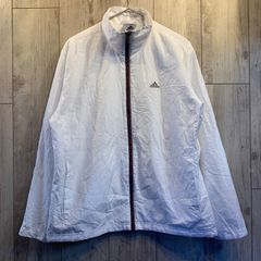90s adidas 万国旗タグ ヴィンテージ トラックジャケット ホワイト シンプル 刺繍ロゴ レトロデザイン【メンズM】