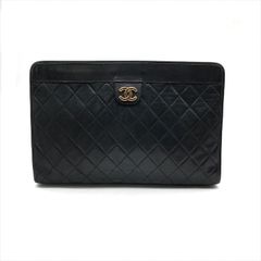 美品 CHANEL シャネル ココマーク マトラッセ ラムスキン クラッチ バッグ ブラック レディース ブランド カバン 鞄 a9302