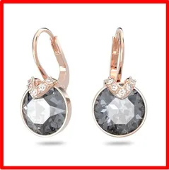 【送料無料 】グレー 【スワロフスキー】Bella V ドロップピアス, ラウンドカット, グレー, ローズゴールドトーン・プレーティング[正規輸入品]