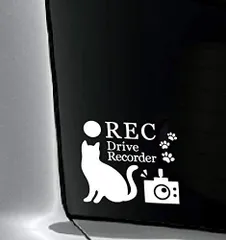 【人気商品】あおり運転防止「●REC Drive Recorder」ドラレコ搭載車ステッカー 猫と足跡モチーフ 防水・車両OKカッティングステッカー NRJ991-DRNW (白)