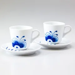 2客セット 新品 ロイヤルコペンハーゲン ブルーフルーテッド メガ コーヒーカップ&ソーサー 100ml モカカップ エスプレッソカップ 2381050 1016875