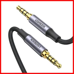 UGREEN 3.5mm オーディオケーブル 4極 ミニプラグ TRRS ヘッドホンケーブル AUX オス-オス ステレオミニプラグ 高耐久性ナイロン編み Hi-Fi音質 24K金メッキプラグ 無指向性 スマホ/PC/モニター/ヘッドホン/PS4/MP3/スピ
