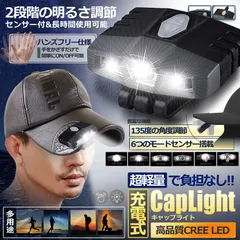 【超軽量】 キャップライト ヘッドライト 明るい 充電式 帽子ライト クリップ ライト 照明  ランニング  明るさ 2段階 センサー付  長時間使用 釣り モーション 角度調節 キャンプ ハンズフリー  AKACHOJU