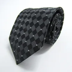 コムサイズム ブランド ネクタイ チェック柄 ダイヤ柄 格子柄 シルク PO メンズ ブラック COMME CA ISM 【中古】