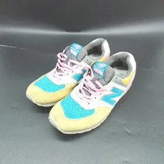 ◇ Θ New Balance ニューバランス スウェード カジュアルスニーカ サイズ22.5 イエローグリーン ピンク系 レディース E  【1504240017273】