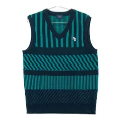 サイズ：5 PEARLY GATES パーリーゲイツ  Vネック ニットベスト ストライプ柄 ネイビー系 [240101525114] ゴルフウェア メンズ ストスト