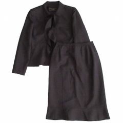 Leilian レリアン スーツ セットアップ フリルジャケット フリルスカート ダークブラウン サイズM レディース 【中古】