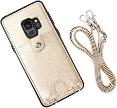 MocliL Galaxy S9 スマホショルダー ストラップ ケース 斜めがけ 首掛け 肩掛け カード収納 レディース メンズ 日本国内検品＆梱包 GS9 ML0028( ゴールド,  Galaxy S9)のサムネイル