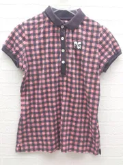 ◇ pearly gates パーリーゲイツ ギンガムチェック 半袖 ポロシャツ サイズ0 ピンク ボルドー系 レディース  【1002800852031】