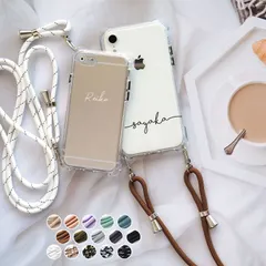 スマホケース スマホカバー スマホショルダー iPhone ケース カバー【縦横スト穴iPhoneショルダー×名入れ印刷×両吊りロープストラップ】167