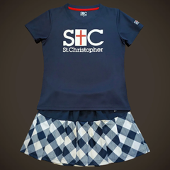 セントクリストファー  STC  テニス  ウェア  シャツ  スコート  上下セット  SМサイズ  中古美品  紺白