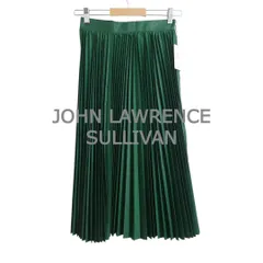 新品同様 JOHN LAWRENCE SULLIVAN ジョンローレンスサリバン プリーツスカート ロング ミモレ 光沢 ポリエステル グリーン サイズ6 レディースのサムネイル
