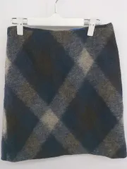 ◇ Viaggio Blu ビアッジョブルー 起毛 チェック柄 膝丈 台形 スカート サイズ2 ネイビー系 マルチ レディース P  【1302010000285】