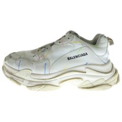 BALENCIAGA (バレンシアガ) Triple S トリプルS ロゴ総柄 レザー ローカットスニーカー ホワイト 536737