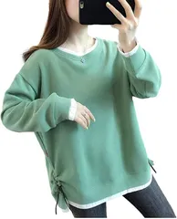 ririka リリカ トレーナー レイヤード風 トップス スウェット ゆったり 長袖 プルオーバー カジュアル レディース( ミントグリーン,  M)