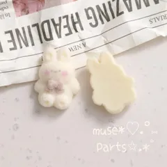 白雪うさぎフロッキーカボション デコパーツ 兎ぬいぐるみ 貼り付けパーツ ワッペン ベロア レトロ ミニチュア スイーツデコ スマホカバー 硬質ケース 貼り付けパーツ ハンドメイドパーツ素材 インポート 韓国 クッキー ホワイトチョコレート お菓子 4個にのサムネイル