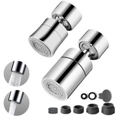 【新着商品】アダプター付き 泡沫･シャワー切り替え 約40%節水 【2個セット】純銅製 シャワー シャワー 蛇口 (80°/160°首振り) 蛇口 360度回転 水道 Ubefuu