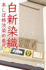 kta2922 単衣 十日町 白新染織 白川貞夫 本しぼ絣 柿渋染 紬