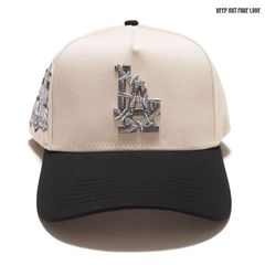 KEEP OUT FAKE LOVE WORLD FAMOUS LA SNAPBACK CAP【CREAM×BLACK】(キープアウトフェイクラブ 帽子 キャップ CAP スナップバック ベースボールキャップ LA ロスアンゼルス LOS ANGELES)