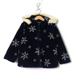 ムージョンジョン ジャケットコート ボアジャケット ジャンパー アウター キッズ 女の子用 110サイズ ネイビー moujonjon 【中古】