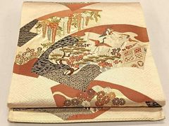 平和屋着物◎六通柄袋帯 手織 名物裂 金銀糸 正絹 逸品