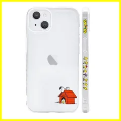 【特価商品】スヌーピー iPhone14 用 ケース クリア 保護カバー キャラクター スマホケース ［軽薄型 ワイヤレス充電対応 レンズ保護 ストラップホール付き］ 6.1インチ アイフォン14 対応 透明B