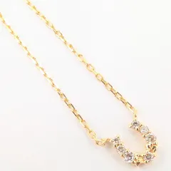 【新品仕上済】アガット/agete 7Pダイヤモンド ネックレス K18YG-1.2g D：0.05ct ホースシュー 馬蹄モチーフ イエローゴールド