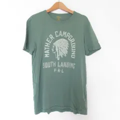 良品 Polo Ralph Lauren ポロラルフローレン インディアンプリント クルーネック 半袖 Tシャツ カットソー S グリーン メンズ 古着 中古 USED