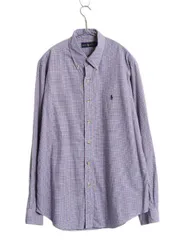 【お得なクーポン配布中!】 ラルフローレン チェック 長袖 ボタンダウン シャツ メンズ L 古着 ポロ 長袖シャツ BD コットン ワンポイント マルチカラー シンプル 薄手