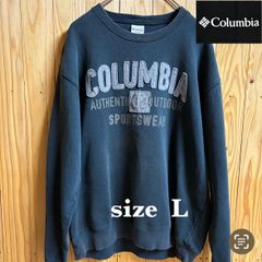 【古着】Columbia(コロンビア)スウェット L 墨黒 アウトドア アップリケロゴ トレーナー