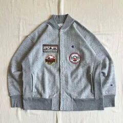 希少　archive　champion　リバースウィーブ　スナップスウェットカーディガン　刺繍ワッペン　Y2K　C-BOY