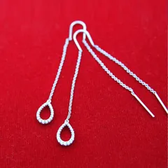 揺れる ピアス 雫 ティアドロップ ぶら下がり チェーン ロング アメリカンピアス