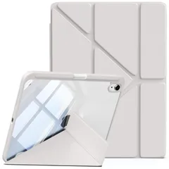 【数量限定】第10世代 透明バックカバー インチ ペン収納 11/10.9 多機能スタンド 2025、2022 スリープ機能 ケース 軽量 10世代 薄型 (A16) 傷つけ防止 11世代 TPU裏全透明 iPad PU合成レザー Lsmmpoba グレー