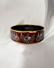 HERMES エルメス エマイユGM 七宝焼き バングル ゴールド×ワインレッド