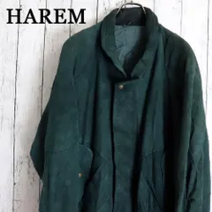 HAREM スウェード レザーブルゾン 希少レトロカラー グリーン本革 ショートレングス L