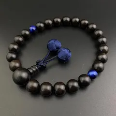 WONDERFUL LOTUS 妙｜蓮｜花 数珠 男性用 黒檀 黒オニキス 虎目石 22玉 念珠 正絹2色房 数珠袋付き 略式数珠 高級 数珠 葬儀 葬式 男性用 法事 法要 すべての宗派 マイ数珠 (０２黒檀 +青虎目石, 鉄紺色梵天房)