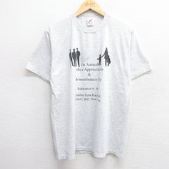 L/古着 ジャージーズ 半袖 ビンテージ Tシャツ メンズ 90s police クルーネック 薄グレー 霜降り 25may21 中古