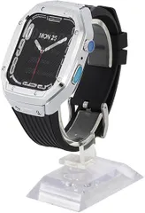 キッソス（ＫＩＳＳＯＳ） 互換品 互換 アップルウォッチ Apple Watch series 9/8/7/6/SE 44/45共通 保護ケース バンド 一体型 耐衝撃 防水(シルバー/ブラック,  ワンサイズ)