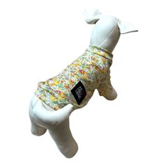 【ラグランTシャツ】犬服 リバティプリント リバティファブリック クレアオード（イエロー）ドッグウェア かわいい 花柄 フラワー 日本製