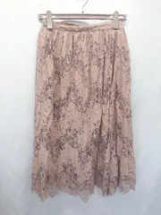 ◇ ⊂ fifth フィフス レース ロング丈 ギャザー スカート サイズM ブラウン系 ピンク系 レディース E  【1503040011061】
