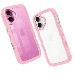【在庫セール】iPhone 16 plus 用 ケース クリア おしゃれ 韓国 可愛い 透明 スマホケース 耐衝撃 軽量 ストラップホール付き ワイヤレス充電 iphone16 plus 用 カバー 6.7インチ アイフォン16plus TPUカバー ピンク